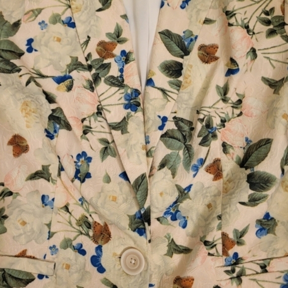 Smashed Lemon Butterfly & Floral Blazer Size 8 Blush Pink & Multi Colored - Picture 5 of 11
